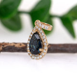 Devin 14k Solid Gold Ceylon Sapphire Pendant with Natural Diamonds Accents, Pear 8x6mm