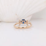 Ceylon Sapphire Ring w Natural Diamond Accents in Solid 14k Yellow Gold | RD 5mm