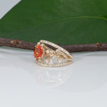 14K yellow gold padparadscha sapphire ring