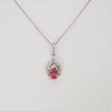 14K white gold padparadscha sapphire pendant