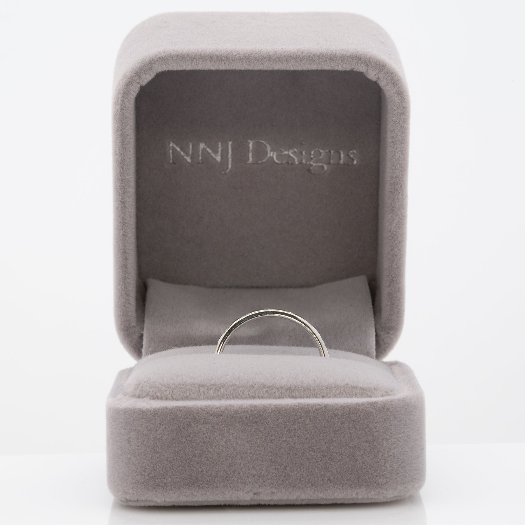 14K white gold natural diamond band ring, minimalist stackable