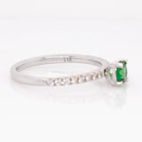 Dovie Solid 14k White Gold Tsavorite Garnet Ring with Natural Diamonds Accents | Round 4.5mm