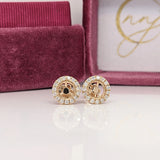 Angel Stud Earrings Semi Mount w Diamond Halo | Customizable