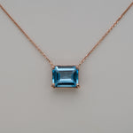 14K Rose Gold Swiss Blue Topaz Necklace