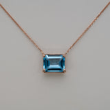 14K Rose Gold Swiss Blue Topaz Necklace