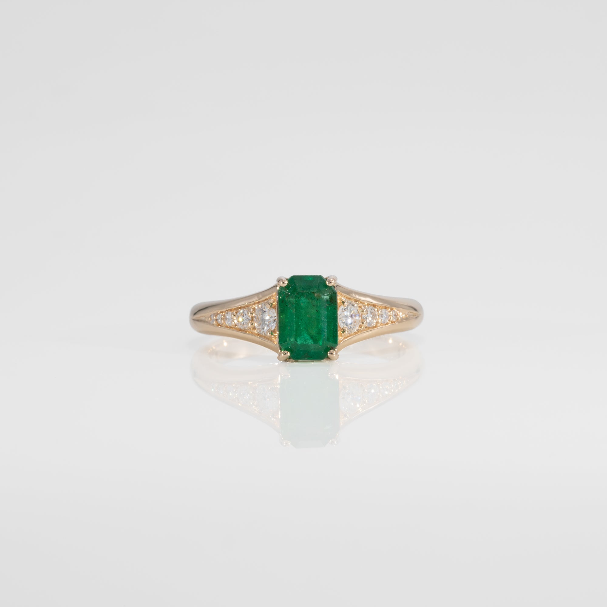 14K Yellow Gold Zambian Emerald Ring