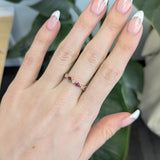 Vexa Solid 14k Gold Ruby Band Ring with Natural Diamonds Accents, Pear 5x3mm