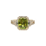 Adhya 14K Yellow Gold 3.63cts Sphene Diamond Ring | Cushion Cut 9x7mm
