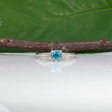 10K white gold blue zircon estate ring
