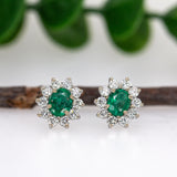 Alice 14K White Gold 0.55cts Emerald Diamond Stud Earrings | Oval 5X4mm