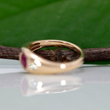 14K yellow gold Burma ruby ring with diamond accents