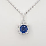 Minimalist Blue Sapphire and Natural Diamond Accent Pendant in Solid 14K Gold, Elegant Gemstone Pendant: Anniversary & Special Occasion Gift