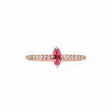 Adorable Pink Spinel Ring w Diamond Accents in Solid 14K Rose Gold | MQ 6x3mm