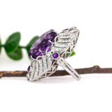 Statement 14K White Gold Amethyst Diamond Ring