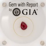 GIA Certified 1.74ct Burma Ruby Heated Pear Cut 8.43x6.42mm – Loose High-Quality Ruby Gemstone