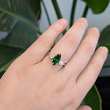 Quianna 14K Solid Gold Tsavorite Garnet and Diamond Ring | PE 11x5mm
