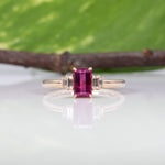 14K yellow gold pink tourmaline ring with diamond accents