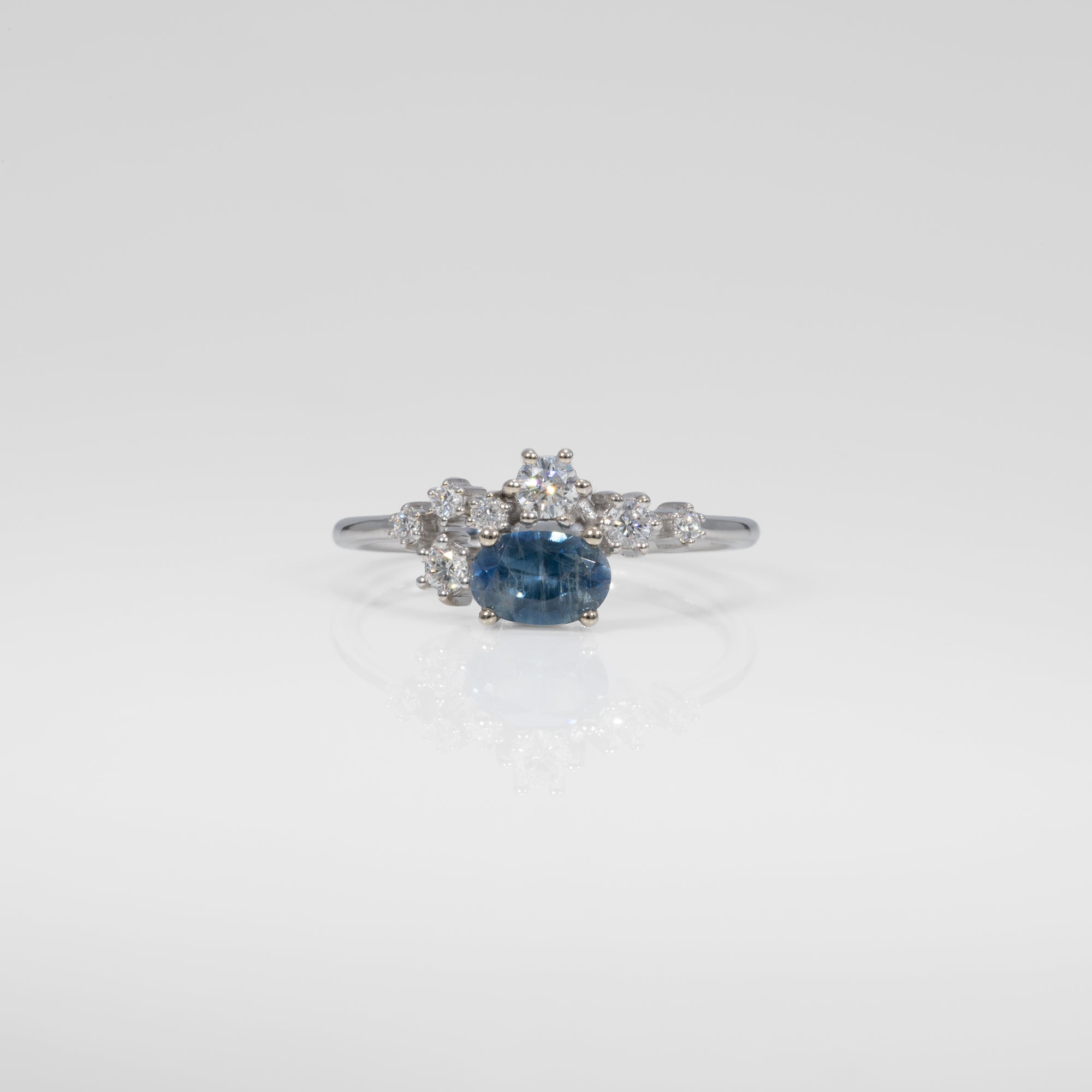 14K white gold montana sapphire ring