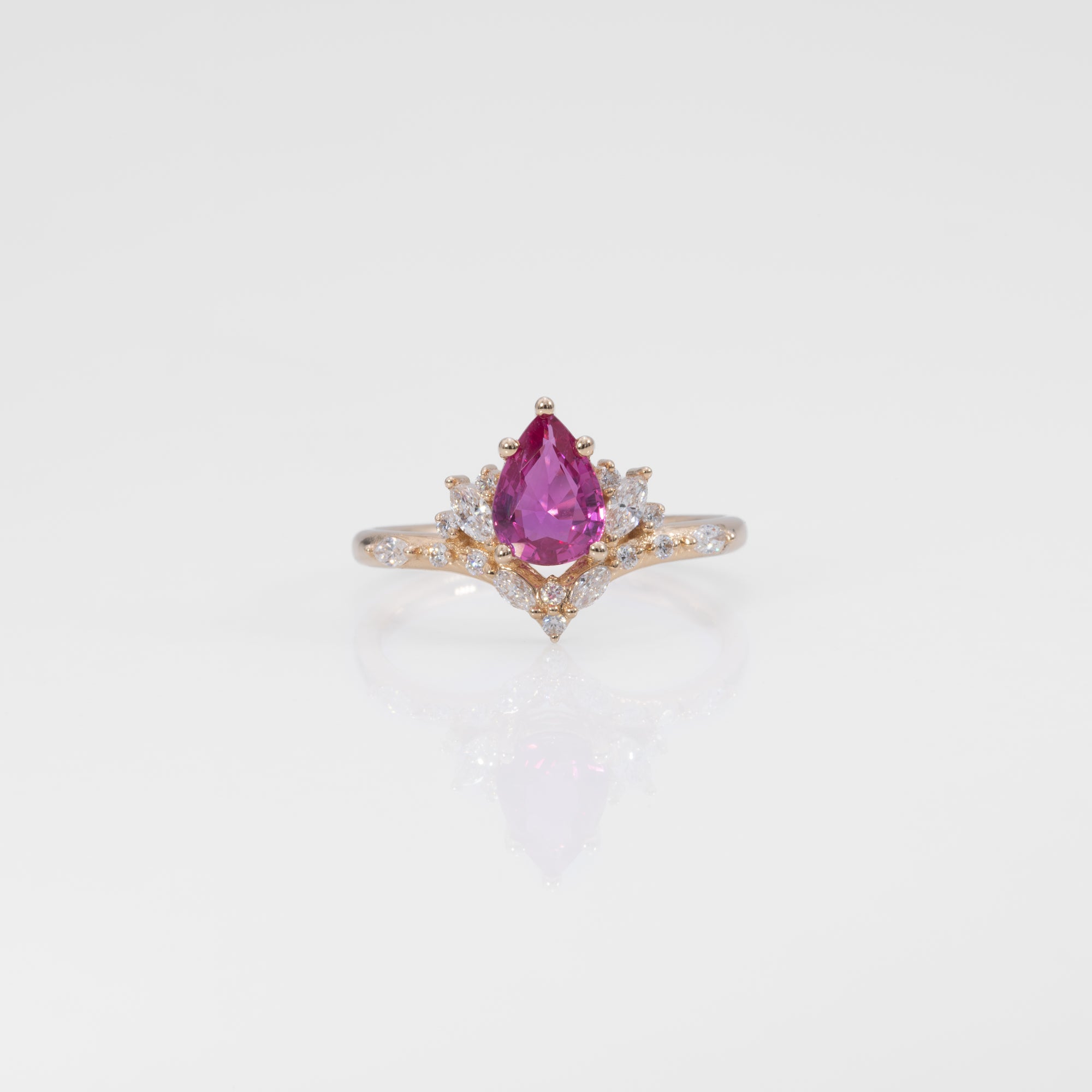 14K yellow gold pink sapphire ring