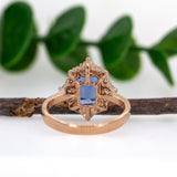 Tina 14K Rose Gold Tanzanite Diamond Ring | EM 8x6mm