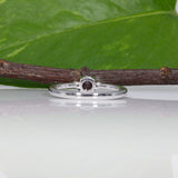 14K white gold minimal purple spinel ring with diamond accents
