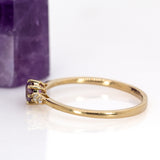 Vanshi 14k Yellow Gold Purple Sapphire and Diamonds Ring  | Round 4mm