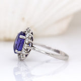 Isabelle 14K White Gold Tanzanite and Natural Diamond Halo Ring | OV 10x8mm