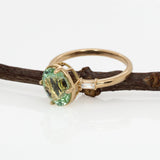 Eirlys Solid 14k Gold Green Tourmaline Ring with Natural Diamond Accents, 9x7mm