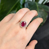 Alina 14K Yellow Gold Burma Ruby and Diamonds Ring | Oval 10x8mm