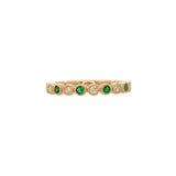 14K yellow gold Zambian emerald band ring with diamond accents