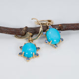 14K yellow gold sonoran turquoise earrings