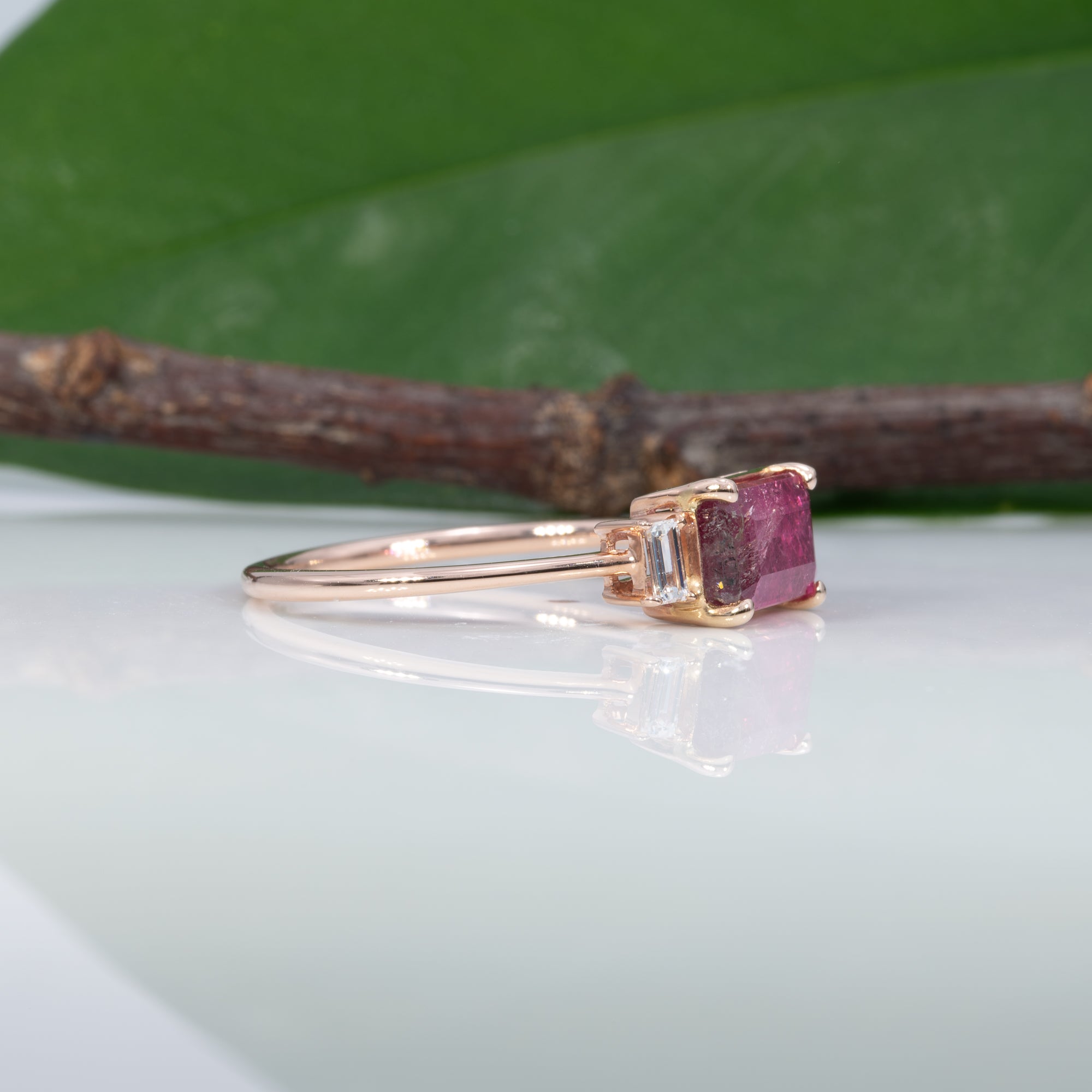 14K rose gold bi-color tourmaline ring