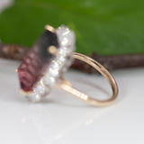 14K white & yellow gold bi-color tourmaline ring