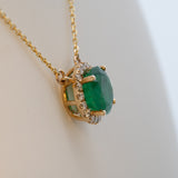 Elegant 1.8Ct Natural Zambian Emerald and Earth Mined Diamond Accents: Solid  14K Gold – Round 8mm Emerald Jewelry