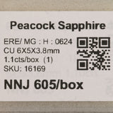 1.10 carat natural Ceylon peacock sapphire cushion 6x5mm loose gemstone – view 2