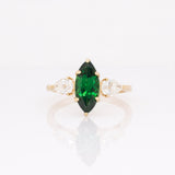 Quianna 14K Solid Gold Tsavorite Garnet and Diamond Ring | PE 11x5mm