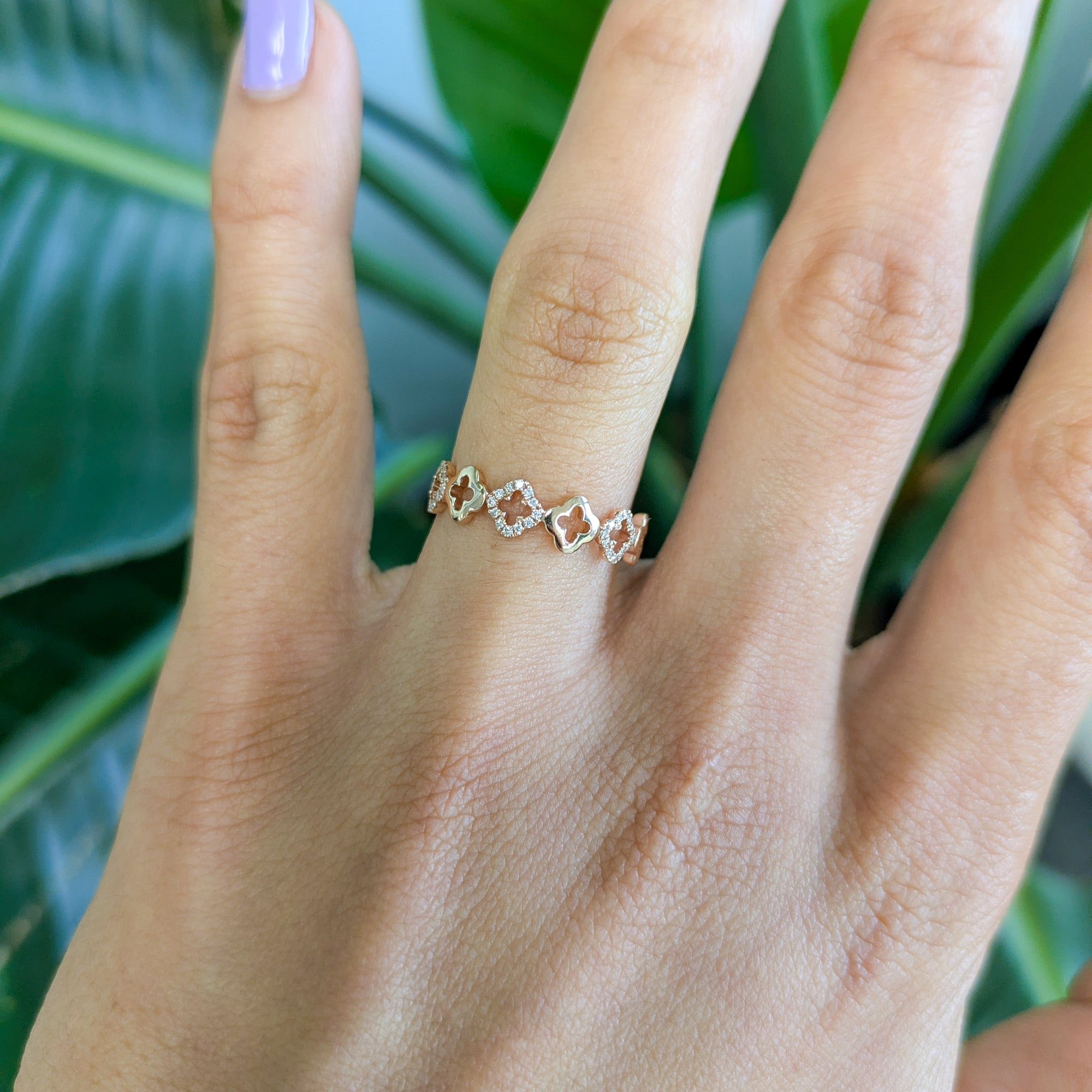 14K rose gold diamond band
