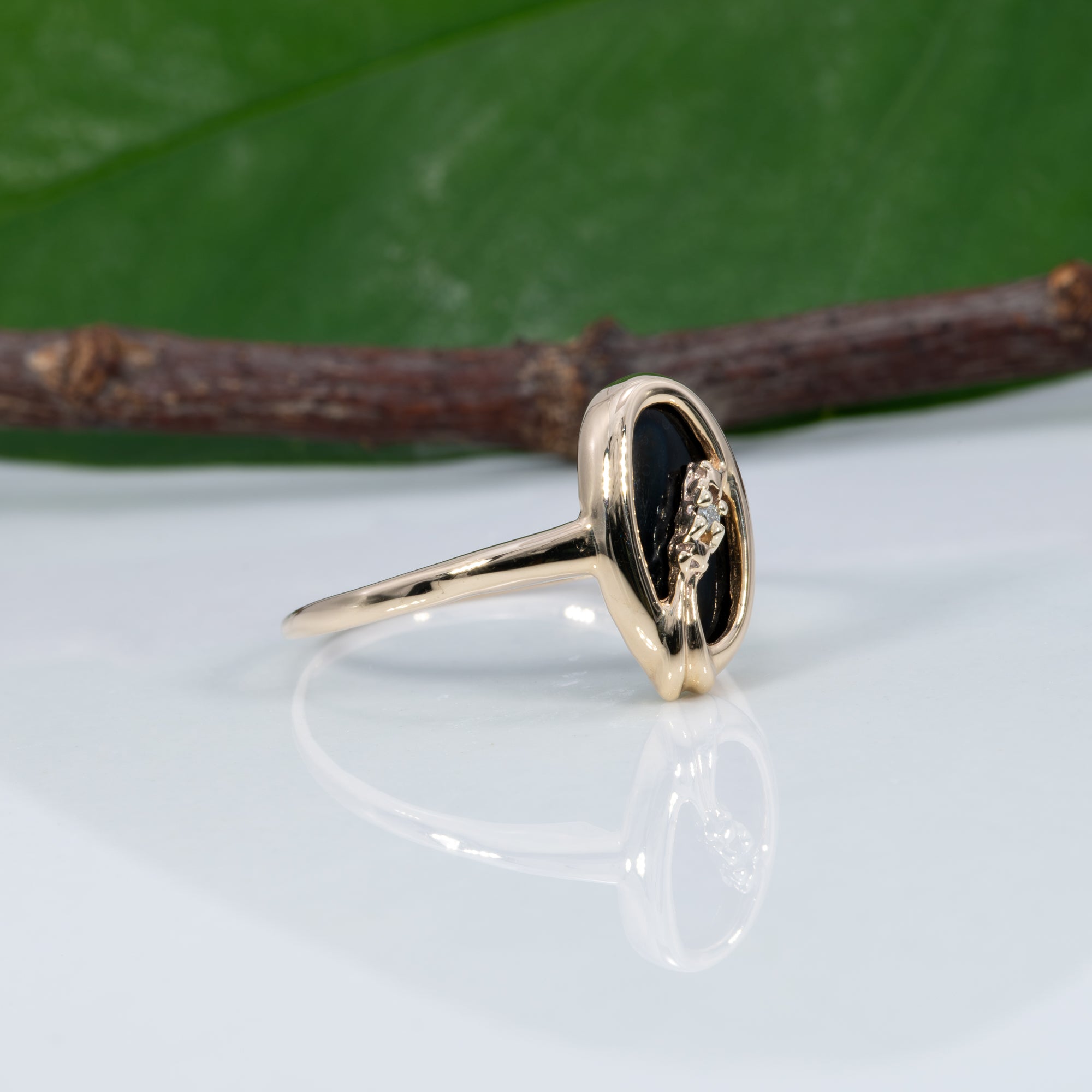 10K yellow gold black onyx ring