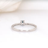 Gidget 14K Solid White Gold Blue Diamond and Diamond Ring | Round 3.5mm
