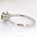 Aiko 14K White Gold Demantoid and Diamond Ring | Round 5mm
