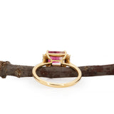 Olwen | 1.68ct Bicolor Tourmaline & Diamond Ring in 14K Yellow Gold – Emerald Cut 8×6mm – Bi-Color/Multi-Color Bicolor Tourmaline