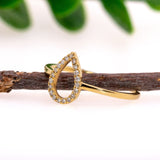 Fine Natural Diamond Pear Halo Ring: Solid 14K Gold – Elegant Statement Jewelry