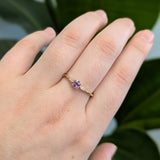 Vanshi 14k Yellow Gold Purple Sapphire and Diamonds Ring  | Round 4mm
