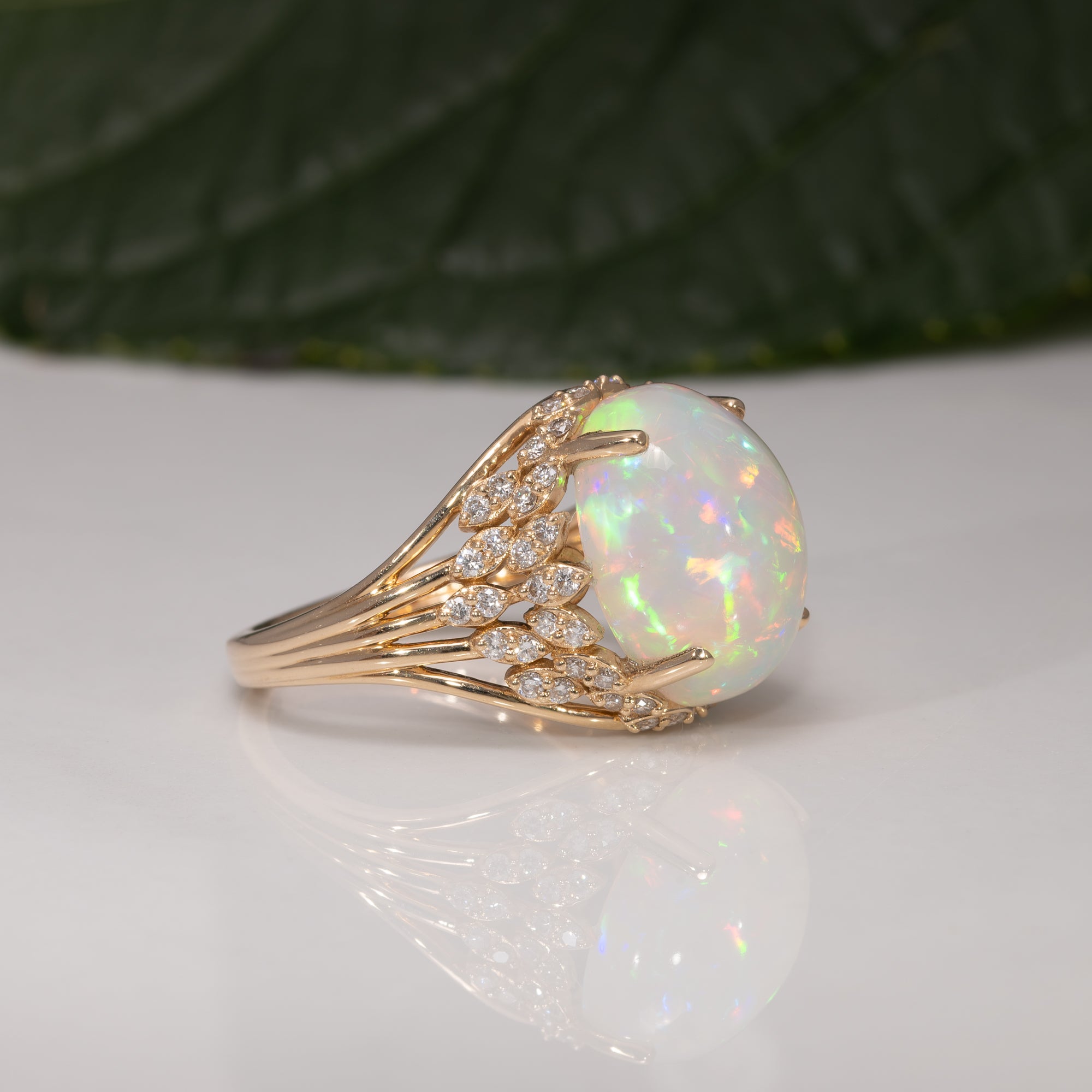 14K yellow gold ethiopian opal ring