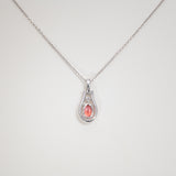 14K white gold padparadscha sapphire pendant
