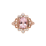 Michelle 14K Rose Gold Cor De Rosa Morganite and Diamond Ring | OV 10x8mm
