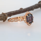 Elegant 2Ct Purple Spinel Ring in Solid 14K Gold with Earth Mined Diamond Accents, Oval 8x6.5mm