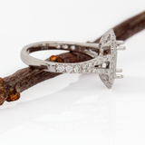 Modern East–West Emerald-Cut Semi-Mount Ring with Pavé Diamond Accents, Elegant 14K Gold Design Ready for Your Center Stone