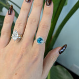 14K white gold cambodian blue zircon ring