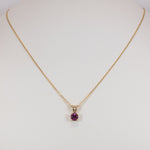 14K yellow gold rhodolite garnet pendant